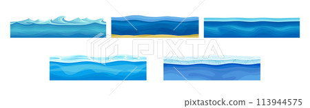 Seamless Water and Ocean Layers For Game Vector Set 113944575