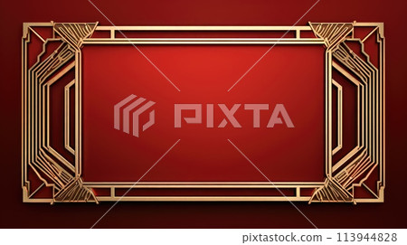 red art deco style blank space frame for sale or promotion, ai 113944828