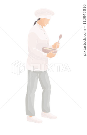 Restaurant staff smiling female  character.Kitchener, chef 113945016