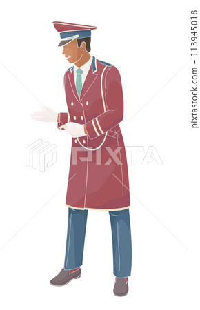 hotel staff African American male character, doorman, hotel staff African American male character, doorman, 113945018