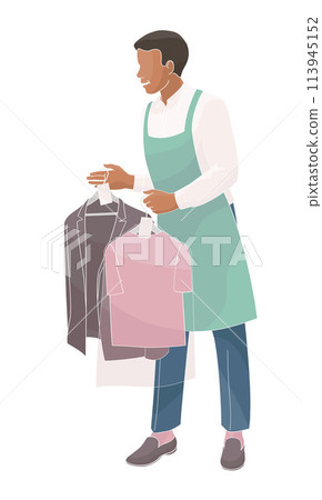 hotel staff male African American character, laundry service hotel staff male African American character, laundry service 113945152