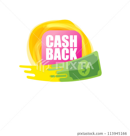 vector cash back icon with dollar isolated on white transparent background. cashback and money bonus refund label or logo 113945166