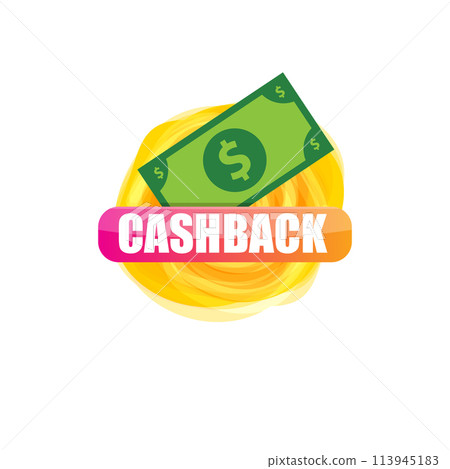 vector cash back icon with dollar isolated on white transparent background. cashback and money bonus refund label or logo 113945183