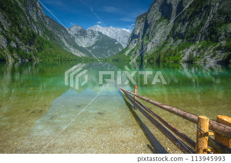 Bootshaus am Obersee lake in Berchtesgaden National Park, Alps Germany Bootshaus am Obersee lake in Berchtesgaden National Park, Alps Germany 113945993