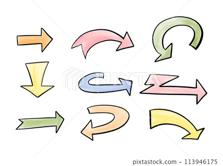 Set of different doodle vector arrows. 113946175