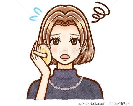 時尚棕色鮑伯頭髮的成年女性的插圖素材 3 時尚棕色鮑伯頭髮的成年女性的插圖素材 3 113946294