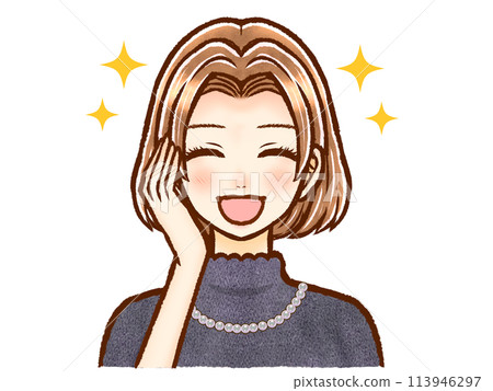 時尚棕色鮑伯頭髮的成年女性的插圖素材 4 時尚棕色鮑伯頭髮的成年女性的插圖素材 4 113946297