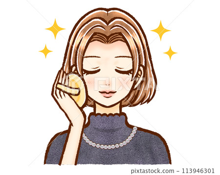 Illustration material 5 of a stylish adult woman with brown bob hair 113946301