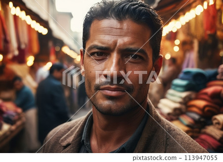 Confident Man on City Street 113947055
