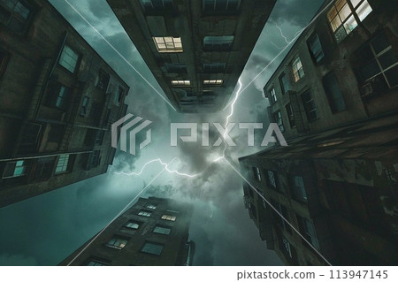 Lightning strikes the city. Lightning strikes the city. 113947145