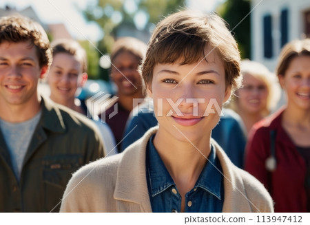 Confident Young Woman Leading Team 113947412