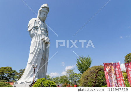 Fresh greenery and the White Robe Kannon Bodhisattva in Takasaki, Gunma Prefecture 113947759