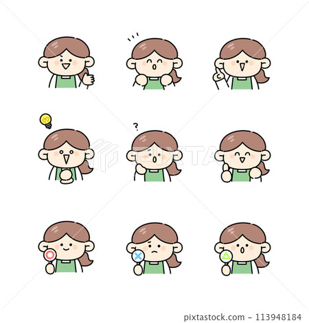 Illustration set of a woman in the shape of an apron 113948184