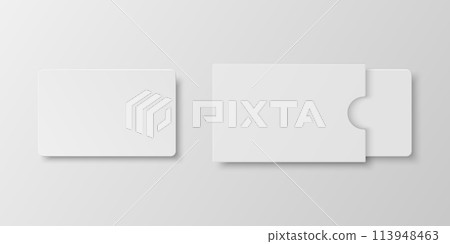 Vector 3D Realistic Blank Credit Card, Gift Card, Certificate Template with Cover. Bank, Greeting or Sale Card, Isolated. Front or Top View 113948463