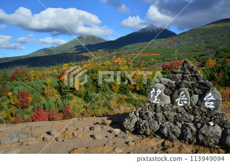 Autumn leaves at Bougakudai and Mt. Biei, Biei Fuji Autumn leaves at Bougakudai and Mt. Biei, Biei Fuji 113949094
