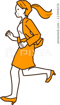 Illustration of a running businesswoman 113949210