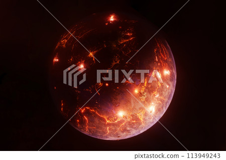Exoplanet on a dark background. Elements of this image furnished by NASA 113949243