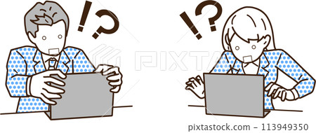 Businessmen encountering errors on their computers 113949350