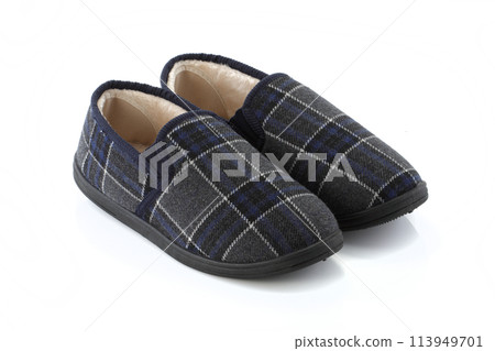 Pair of blue mens slippers Pair of blue mens slippers 113949701