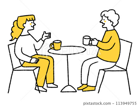 兩個人一邊喝酒一邊聊天很開心 113949755