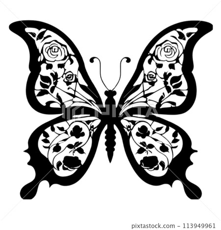 Butterfly silhouette clipart for decoration. 113949961