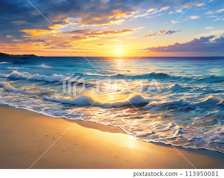 Beautiful sunset on the beach Beautiful sunset on the beach 113950081