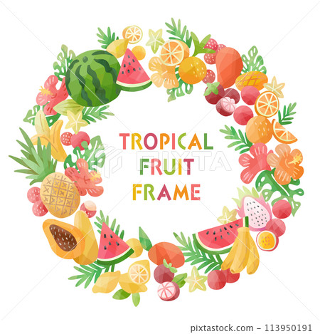 Tropical fruit illustration frame Tropical fruit illustration frame 113950191