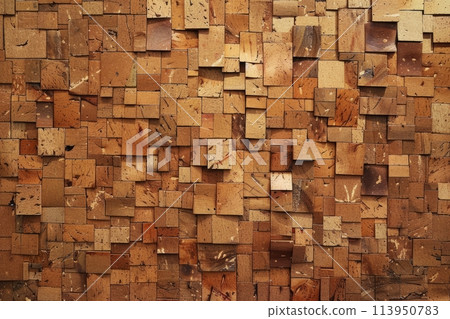 Artistic Cork Wall Mosaic in Warm Tones 113950783