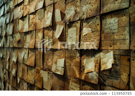 Cork Board Collage with Personal Notes and Messages 113950785