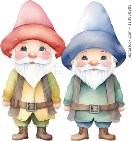 Cute gnome watercolor painting. 113950985