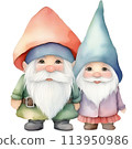 Cute gnome watercolor painting. 113950986