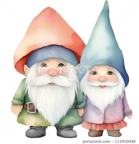 Cute gnome watercolor painting. 113950986