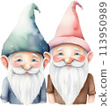 Cute gnome watercolor painting. 113950989