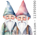Cute gnome watercolor painting. 113950990
