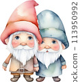 Cute gnome watercolor painting. 113950992