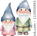 Cute gnome watercolor painting. 113950993