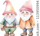Cute gnome watercolor painting. 113950994