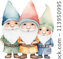 Cute gnome watercolor painting. 113950995
