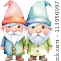 Cute gnome watercolor painting. 113950997