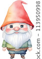 Cute gnome watercolor painting. 113950998
