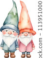 Cute gnome watercolor painting. 113951000