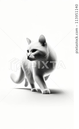 White cat looking to the side 113951140