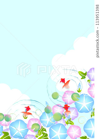 Goldfish Japanese pattern Morning glory background 113951398