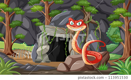 Sly Snake Guarding the Forest Cave Sly Snake Guarding the Forest Cave 113951530