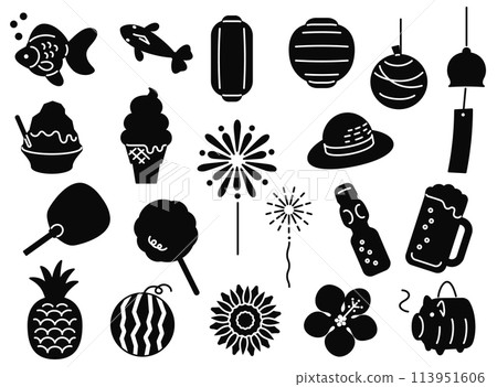 剪影夏季節慶圖標集 113951606