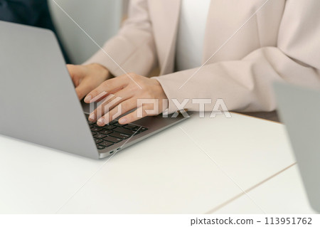 一個女人在做文書工作的手 一個女人在做文書工作的手 113951762