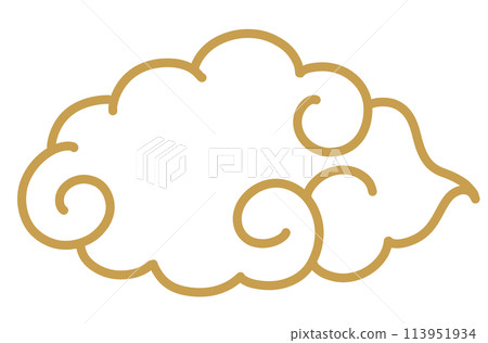 Golden cloud illustration (hand-drawn, line drawing) 113951934