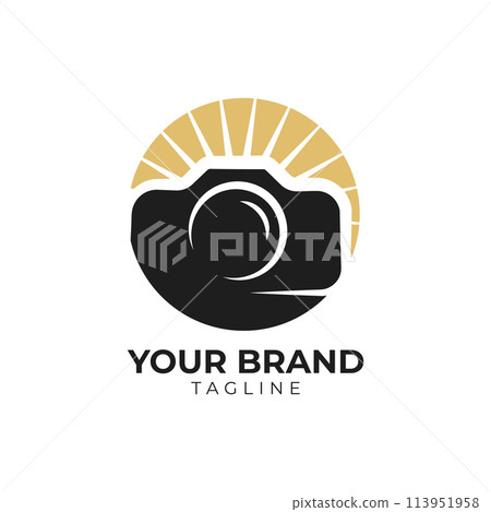 Camera with sun logo template Camera with sun logo template 113951958