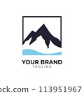 mountain peak and sea logo illustration 113951967