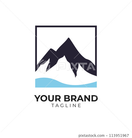 mountain peak and sea logo illustration mountain peak and sea logo illustration 113951967